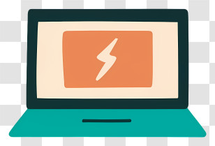 Cartoon - Laptop With Lightning Bolt On Screen Transparent PNG