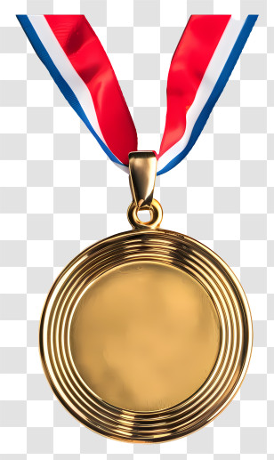 Gold Medal - Elegant Gold Medal With Ribbon Transparent PNG