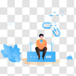 Laptop - Person With Phone And Router Transparent PNG