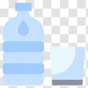 Mineral Water - Bottle And Glass Of Water Illustration Transparent PNG