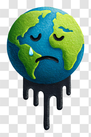 Poor Planet - Sad Melting Earth Illustration Transparent PNG