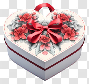 Gift Box - Heart-Shaped Gift Box With Decorative Ribbon Transparent PNG