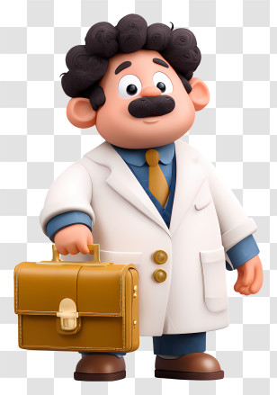 Doctor Holding Briefcase - Cartoon Scientist With Briefcase Transparent PNG
