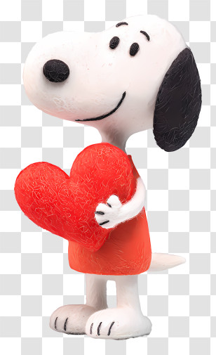 Snoopy Holding Heart - Cartoon Dog With Heart Transparent PNG