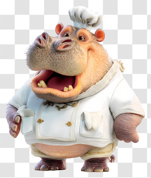 Chef Hippo - Hippo Chef In White Uniform Transparent PNG