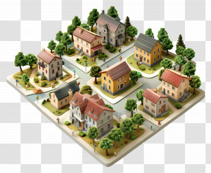 Small Town - Miniature Neighborhood Model With Small Houses Transparent PNG