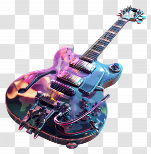 Rock N Roll - Colorful Electric Guitar With Vibrant Lights Transparent PNG