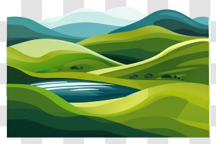 Green Hills Background - Green Landscape Illustration Transparent PNG