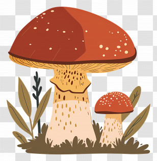 Boletus Mushroom - Mushrooms And Plants Illustration Transparent PNG