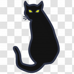 Halloween Cat - Mystical Black Cat With Glowing Eyes For Halloween Transparent PNG