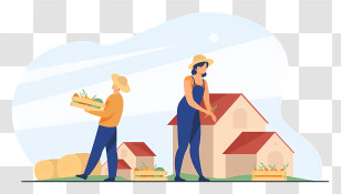 Flat Design - Farmers Harvesting Vegetables Transparent PNG
