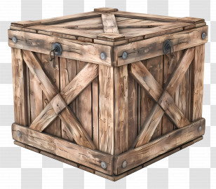 Cargo Wooden Box - Rustic Wooden Crate Illustration Transparent PNG