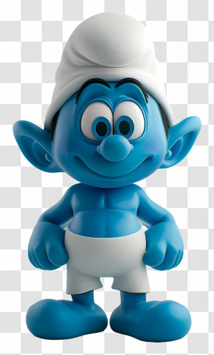Smurfs - Blue Cartoon Figure With White Hat Transparent PNG