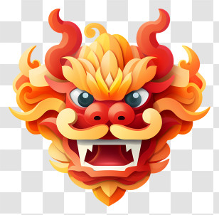 Chinese New Year - Colorful Chinese Dragon Head Illustration Transparent PNG