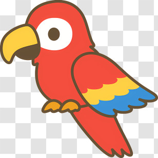 Bird - Colorful Cartoon Parrot With Red And Blue Feathers Transparent PNG