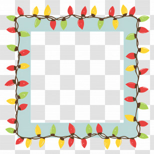 Christmas Lights Frame - Festive Decorative Light Frame Transparent PNG