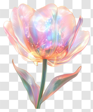 Holographic Tulip - Iridescent Colorful Flower Transparent PNG
