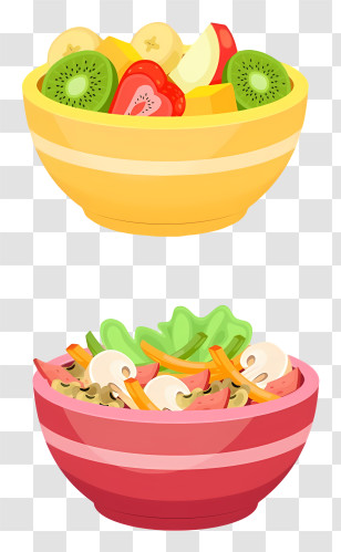 Healthy Food - Illustration Of Fruit Bowl And Salad Bowl Transparent PNG