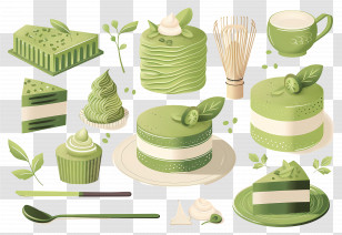 Matcha Dessert - Green Tea Dessert Collection Transparent PNG