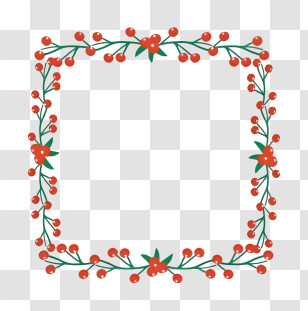 Christmas Frame - Floral Border Design With Red Berries Transparent PNG