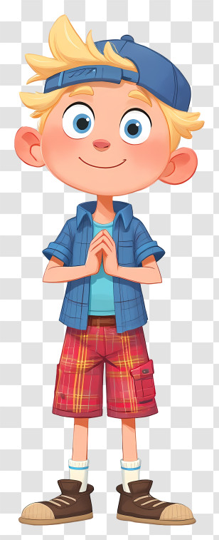 Cheerful Animated Boy - Blond Boy In Casual Summer Clothes Transparent PNG