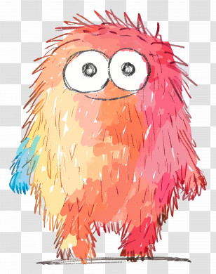 Elmo Monster - Colorful Furry Monster Cartoon Transparent PNG