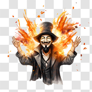 Guy Fawkes Day - Guy Fawkes With Explosion Transparent PNG