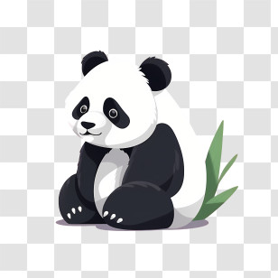 Cute Panda - Cute Sitting Panda Illustration Transparent PNG