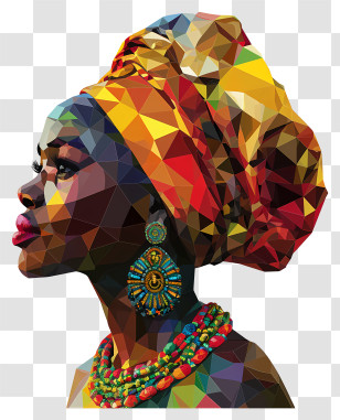 Black History Month - Colorful Portrait Of Woman With Headwrap Transparent PNG