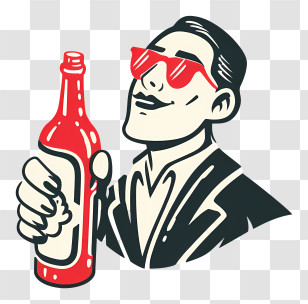 Drinking Alcohol Logo - Cartoon Man With Bottle And Sunglasses Transparent PNG