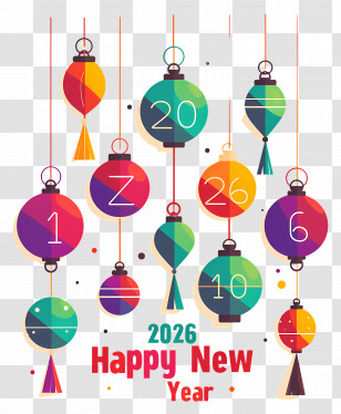 Happy New Year 2026 - Happy New Year 2026 Ornaments Transparent PNG