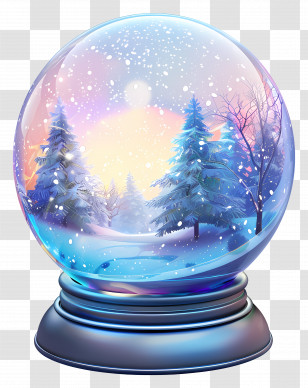 Snow Globe - Winter Wonderland Snow Globe With Scenic Trees Transparent PNG
