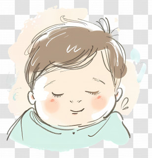 Cartoon Baby - Adorable Sleeping Baby In Sketch Style Transparent PNG