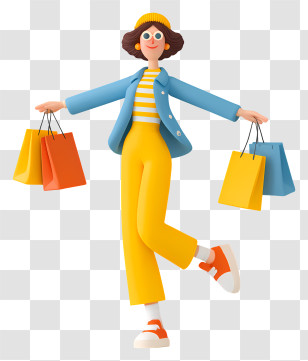 Woman With Shopping Bags - Shopping Woman With Colorful Bags Transparent PNG