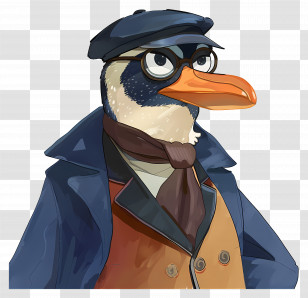 Penguin - Penguin In Stylish Coat Transparent PNG