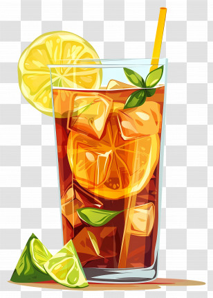 Iced Tea With Lemon - Refreshing Iced Tea With Lemon Illustration Transparent PNG