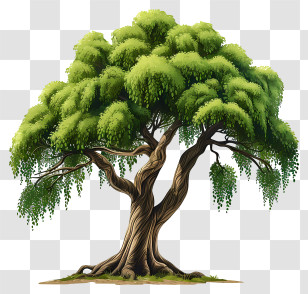 Tree - Lush Green Tree With Twisted Trunk Transparent PNG