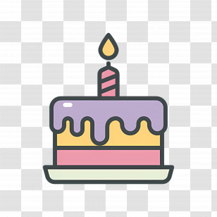 Birthday Cake - Pastel Cake With Candle For Birthday Celebration Transparent PNG
