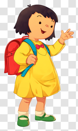 Sarah - School Girl With Backpack Transparent PNG