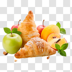 National Apple Turnover Day - Croissants And Fresh Fruits Display Transparent PNG