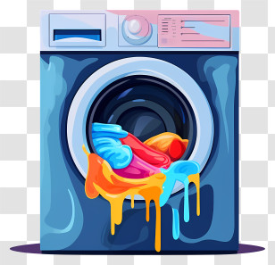 Washing Machine - Colorful Clothes In Washing Machine Transparent PNG
