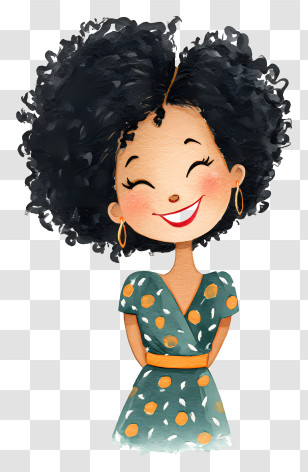 Happy Black Woman - Smiling Woman With Curly Hair Transparent PNG