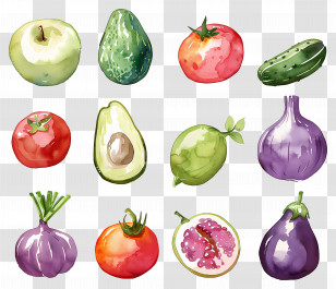 Vegetables And Fruits - Colorful Fruits And Vegetables Transparent PNG