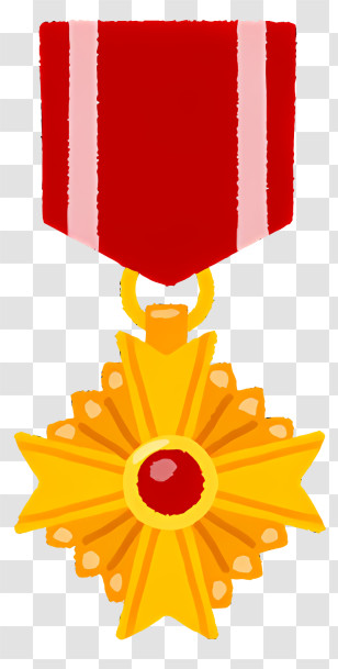 Medal - Gold Medal With Red Ribbon Transparent PNG