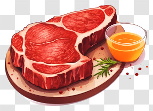 Steak - Raw Steak On A Cutting Board Transparent PNG