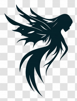 Dark Fairy - Fairy Silhouette With Flowing Hair Transparent PNG