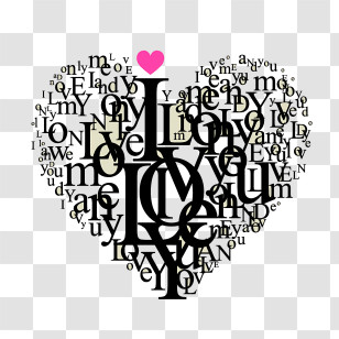 Love - Heart Shaped Love Typography Transparent PNG