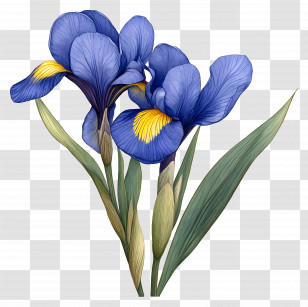 Iris - Beautiful Blue Iris Flowers Transparent PNG