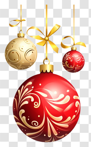 Christmas Ornaments - Elegant Christmas Ornament Balls Set In Red And Golden Transparent PNG