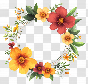 Flower Banner - Colorful Floral Wreath Transparent PNG
